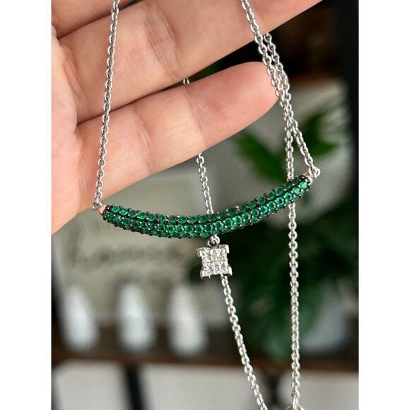 Stunning 14k Green Diopside & Diamonds Necklace - Picture 8 of 11